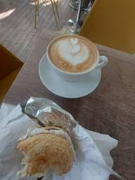 Cappuccino&bagel 
Good coffee and
nice staff!  ☺️

