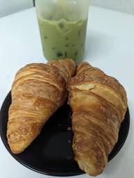 Took an iced matcha to go with two hot butter croissants to eat at home! What a great combo!  Such a friendly barista who clearly loves his job! 