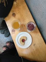 Needed a caffeine break and relaxed with a berry apple cider and jam cookie! The berries had a little bit of crunch to it which was a nice texture. The jam cookie was not too sweet either!