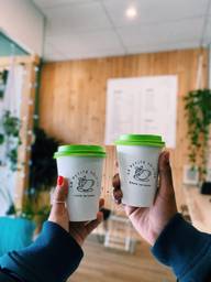 Delicious macadamia latte in between deliveries! Delicious grilled cheese! #TheRollingPopUp